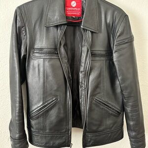 Black biker leather jacket